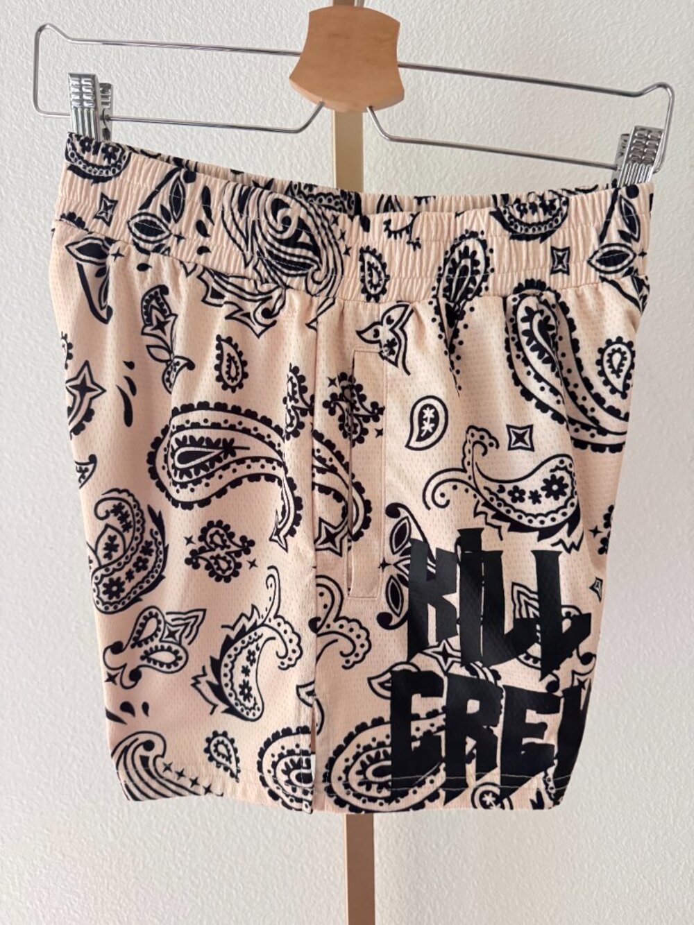 Kill Crew Muay Thai Bandana Shorts Cream Black Size M